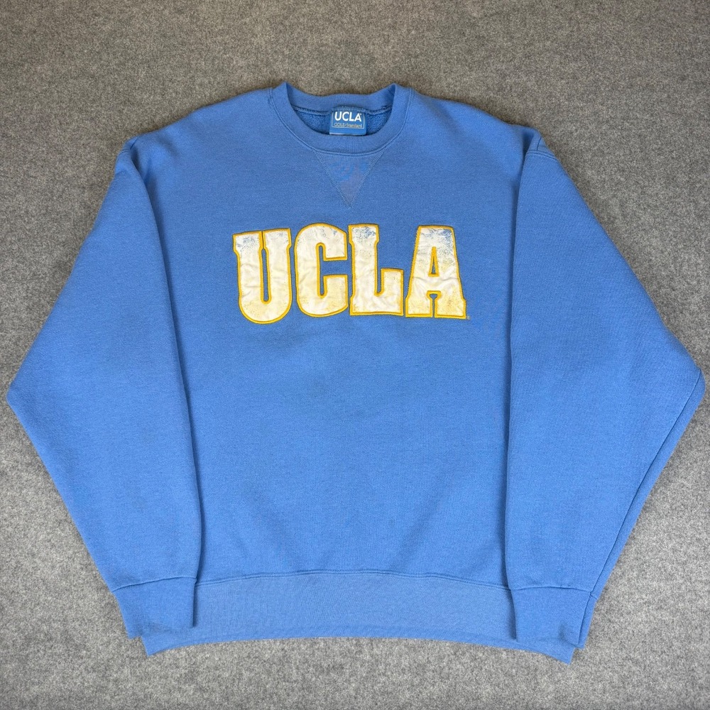 UCLA Sweatshirt XL Men Blue Gold Standard Crewneck Pullover Spellout Tee Vintage